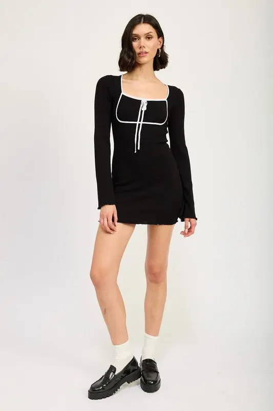 Black Long Sleeve Mini Dress online