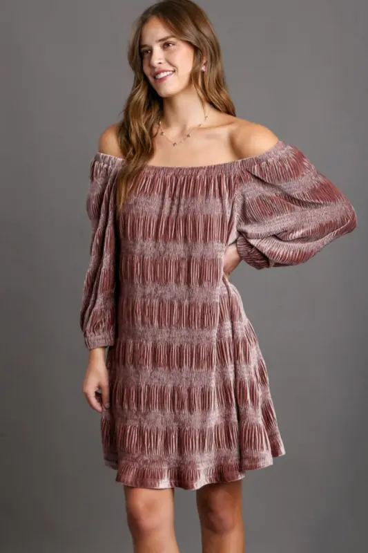 Mauve Off-Shoulder Velvet Mini Dress online
